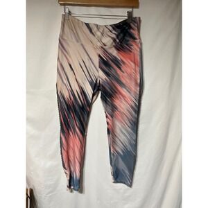 Betsey Johnson Performance Abstract Print Moto Detail Leggings Size L Activewear